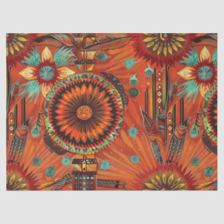 Papier Mousseline Pap Motif Turquoise dynamique "Echos complexes"