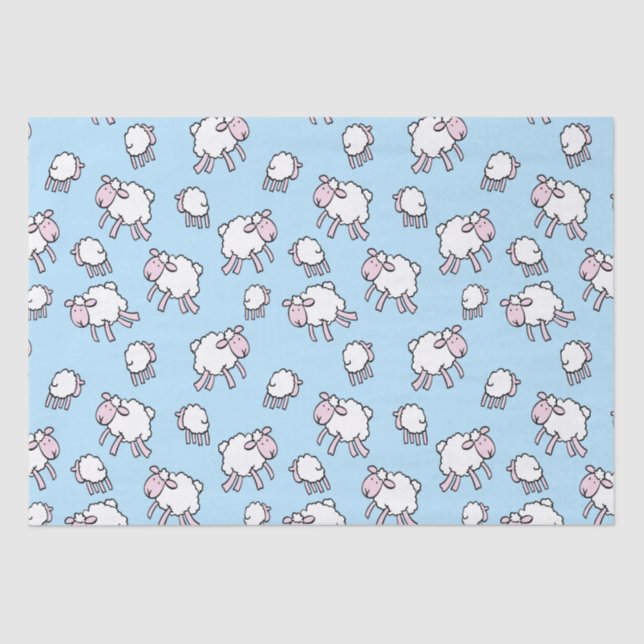 Papier Mousseline Papier à enveloppement bleu mouton (Recto)