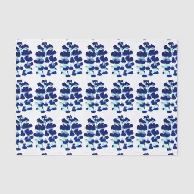 Papier Mousseline Papier à papier tissu bleu vert d'aquarelle Lupin (Recto)