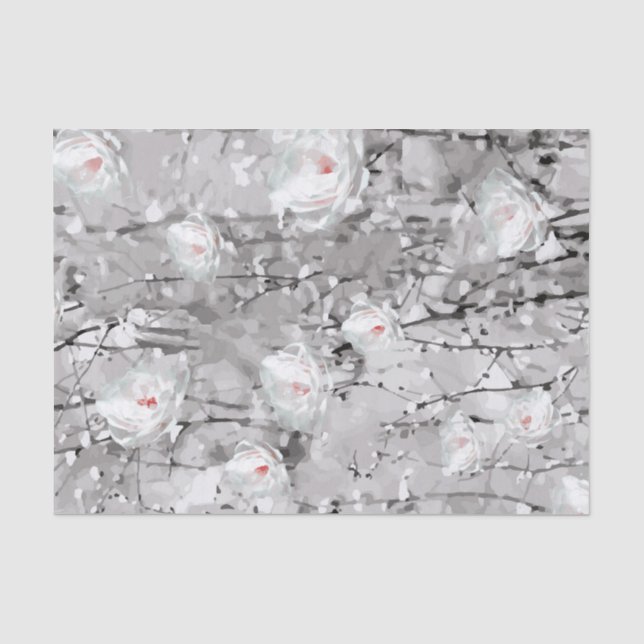 Papier Mousseline Papier à tôle noir et blanc à fleurs de neige Abst (Recto)