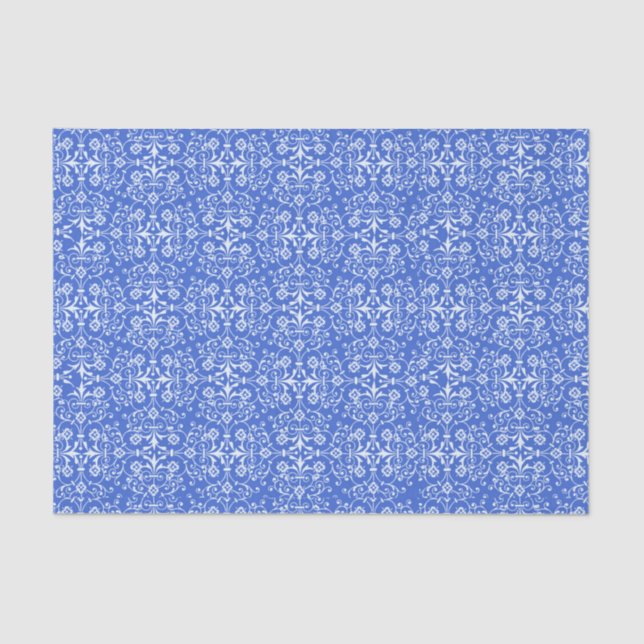 Papier Mousseline Papier bleu Damask Abstrait (Recto)