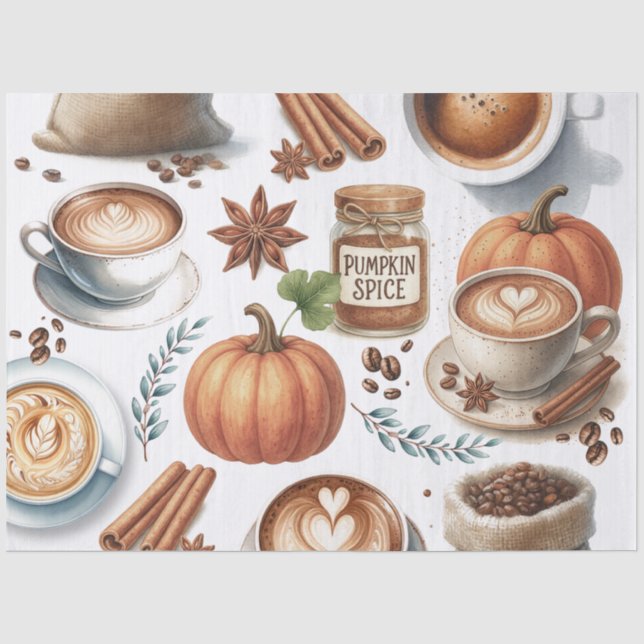 Papier Mousseline Papier cadeau illustré à motif de pumpkin spice (Recto)