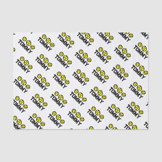 Papier Mousseline Papier cadeau personnalisé pour joueur de tennis (Recto)