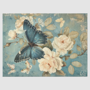 Papier Mousseline Papier chic Shabby bleu marine et papier rose