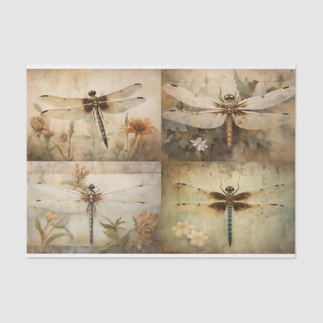 Papier Mousseline Papier de découpage 1 Collage de libellules (Recto)