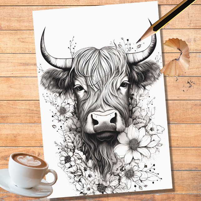 Papier Mousseline Papier de découpage Art 1 crayon de vache Highland (Créateur téléchargé)