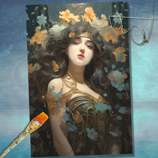 Papier Mousseline Papier de découpage Art Nouveau Femme 3 (Créateur téléchargé)