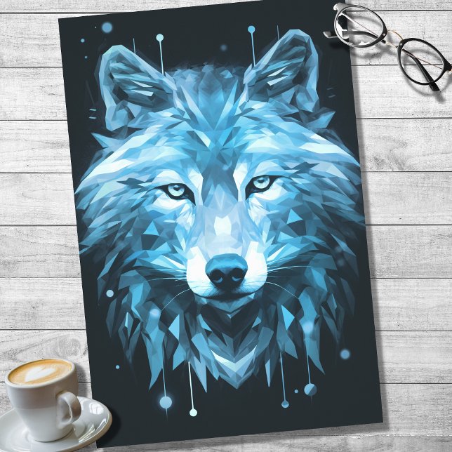 Papier Mousseline Papier de découpage bleu Abstrait Wolf (Créateur téléchargé)