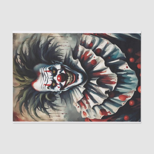 Papier Mousseline Papier de découpage clown rouge d'Halloween (Recto)