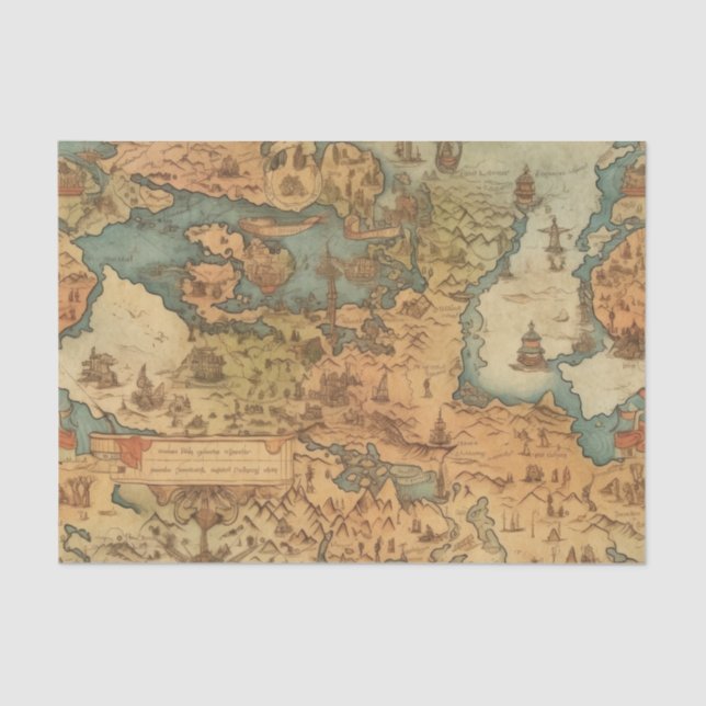 Papier Mousseline Papier de découpage de la carte de l'ancien monde (Recto)