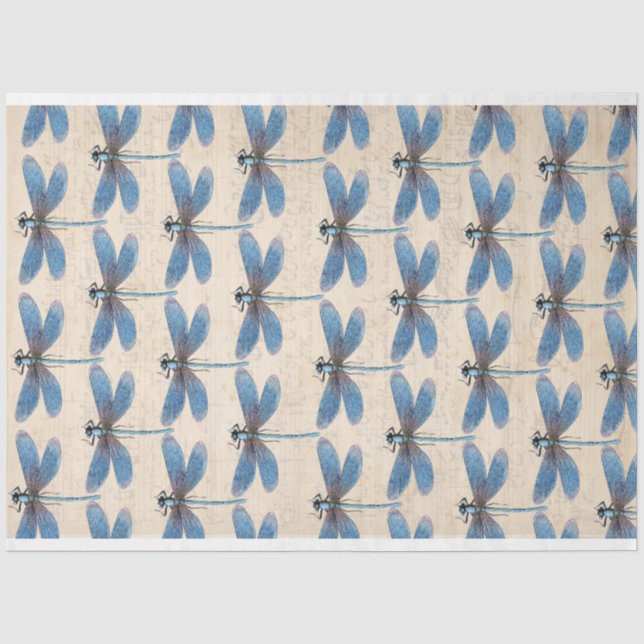 Papier Mousseline Papier de découpage de meubles de libellules bleue (Recto)