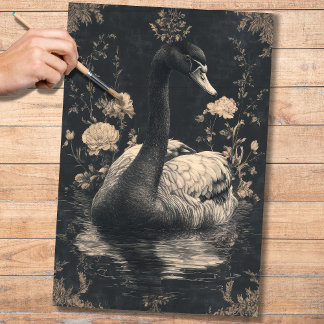 Papier Mousseline Papier de découpage de Swan noir 1
