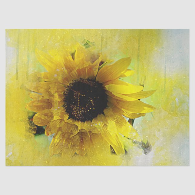 Papier Mousseline Papier de découpage de tournesol d'aquarelle (Recto)