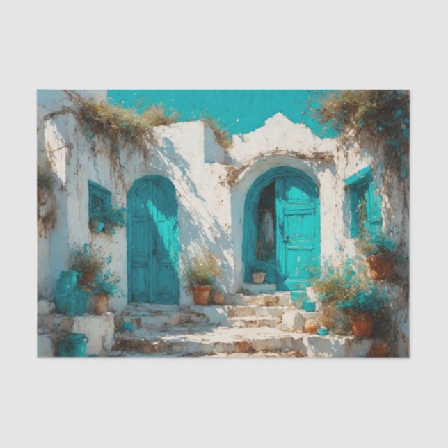 Papier Mousseline Papier de découpage de vacances Sunny Santorini (Recto)