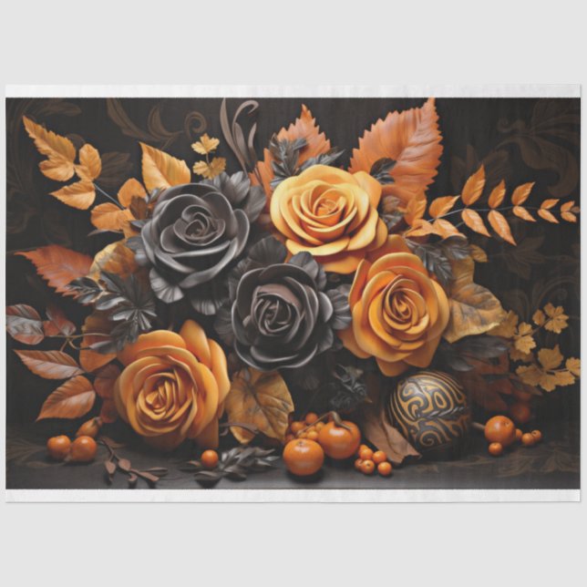 Papier Mousseline Papier de découpage d'Halloween orange et Rose noi (Recto)