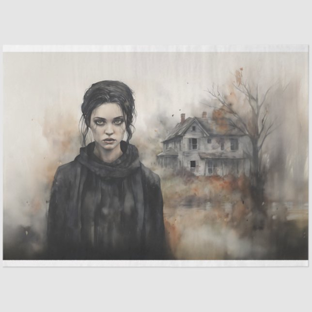 Papier Mousseline Papier de découpage éffrayant fille 1 (Recto)