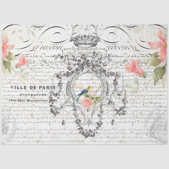 Papier Mousseline Papier de découpage Ephemera d'oiseaux (Recto)