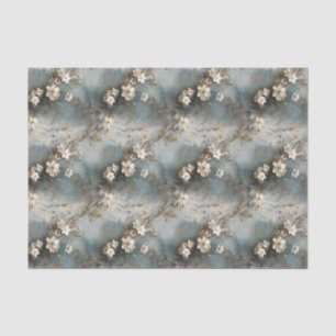 Papier Mousseline Papier de découpage floral Dusty Blue et Ivory Sha