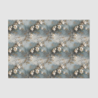 Papier Mousseline Papier de découpage floral Dusty Blue et Ivory Sha