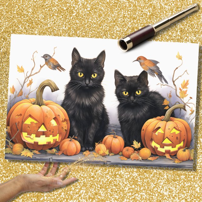 Papier Mousseline Papier de découpage Halloween Chats 4 (Créateur téléchargé)