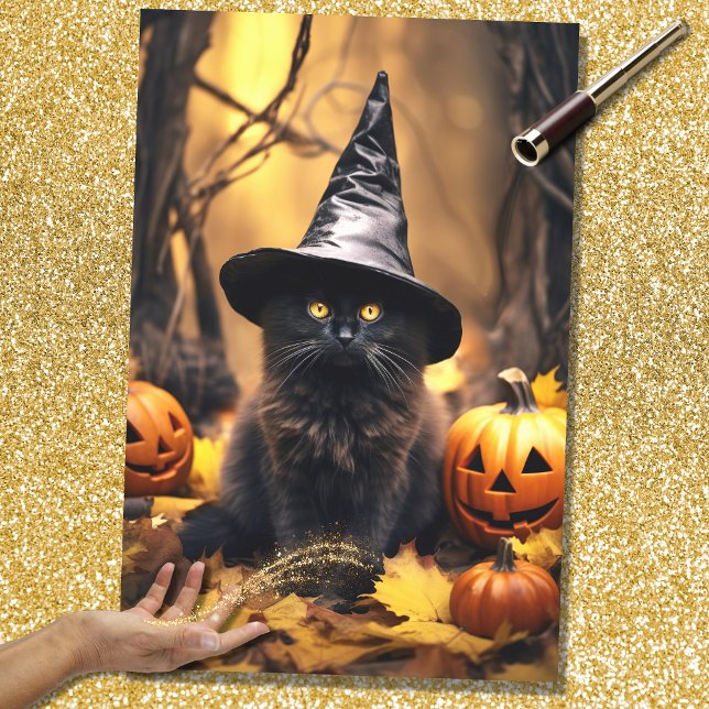 Papier Mousseline Papier de découpage Halloween Witch Chat 4 (Créateur téléchargé)