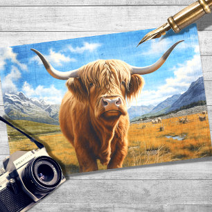 Papier Mousseline Papier de découpage Highland Cow 1