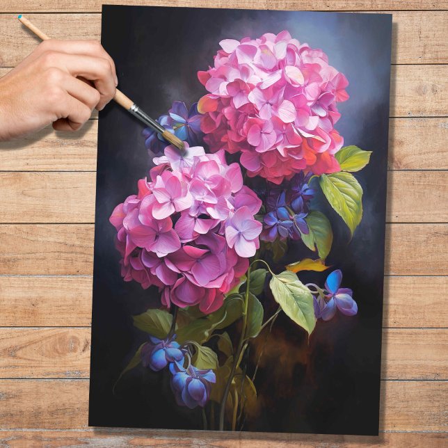 Papier Mousseline Papier de découpage Hydrangea 1 rose (Créateur téléchargé)