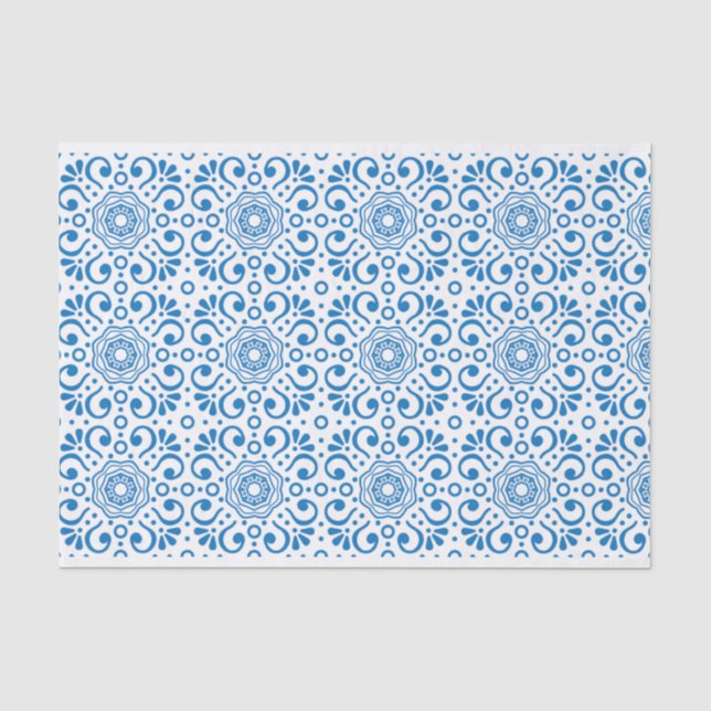 Papier Mousseline Papier de découpage Motif bleu et blanc (Recto)