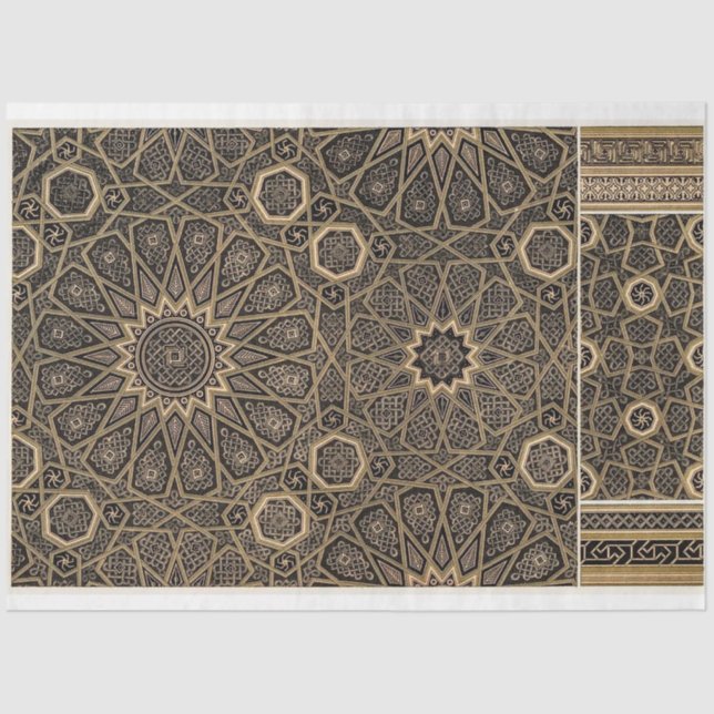 Papier Mousseline Papier de découpage motif noir et or (Recto)