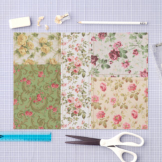 Papier Mousseline Papier de découpage Motif Rose Patchwork