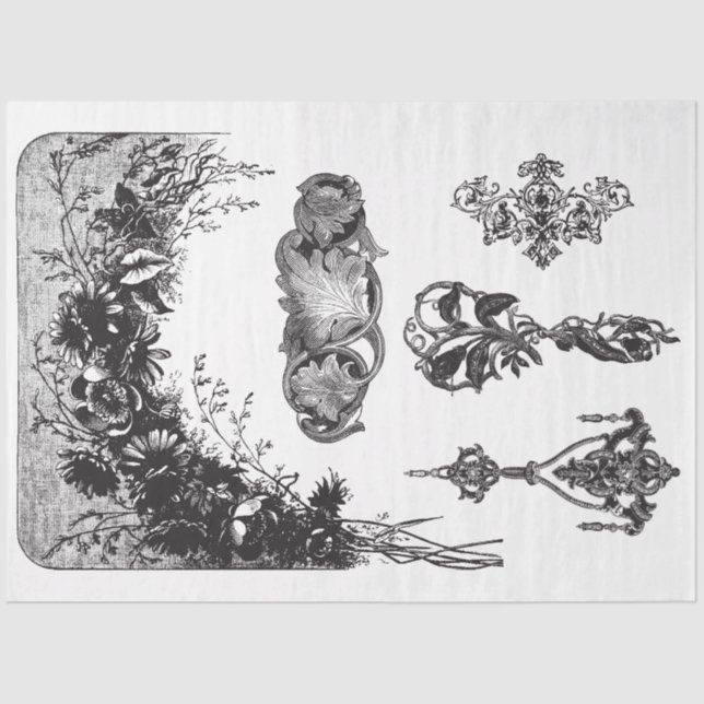 Papier Mousseline Papier de découpage multinoir et blanc (Recto)