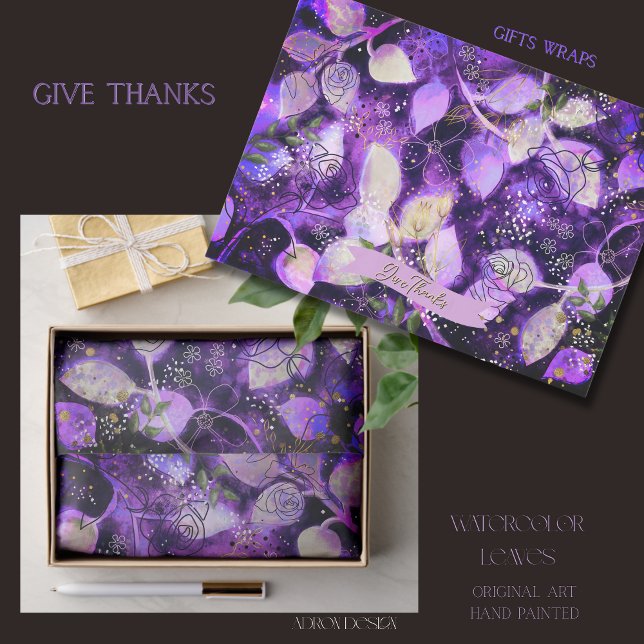 Papier Mousseline Papier de découpage mystique Lavande et or (Mystical Lavender & Gold Decoupage Paper)