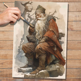 Papier Mousseline Papier de découpage Old Man Père Noël 4