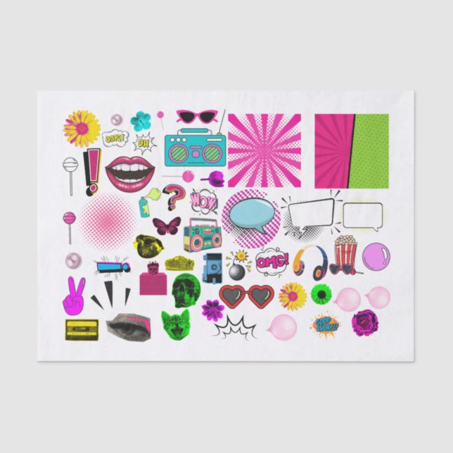 Papier Mousseline Papier de découpage Pop Art et Comic Images (Recto)