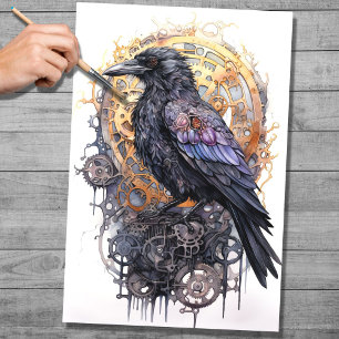 Papier Mousseline Papier de découpage Steampunk Raven 4
