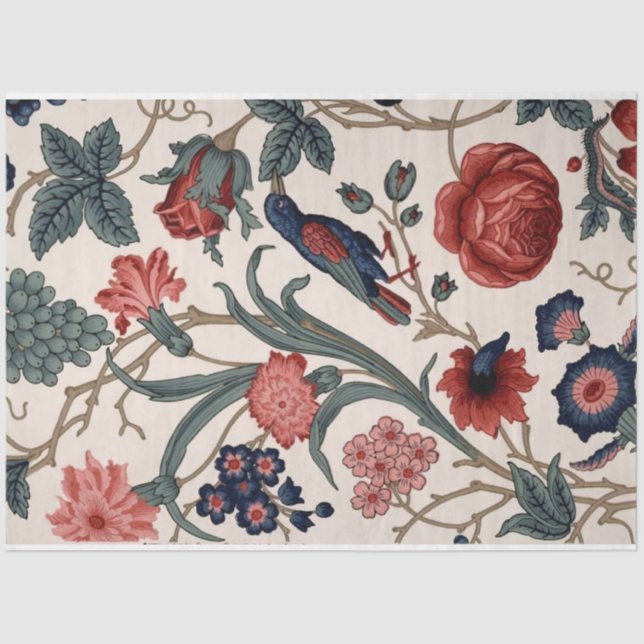 Papier Mousseline Papier de découpement bleu et floral (Recto)