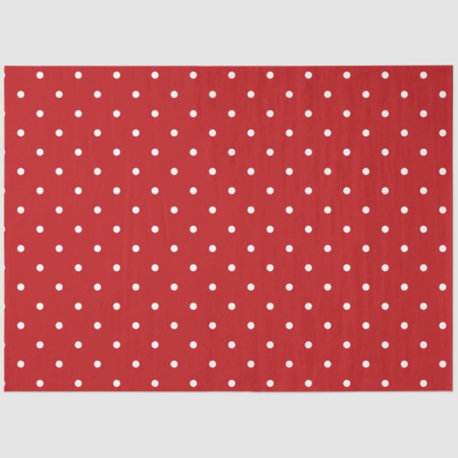 Papier Mousseline Papier de fond à points polka rouge et blanc (Recto)