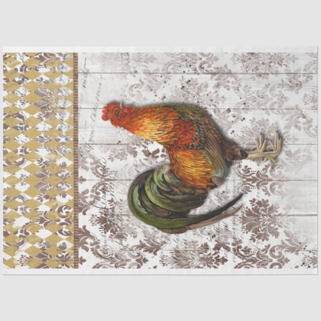 Papier Mousseline Papier de fond Brown et Gold Farmhouse Roster (Recto)