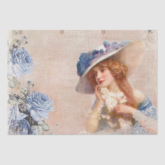 Papier Mousseline Papier de fond de découpage vintage de la dame vic (Recto)