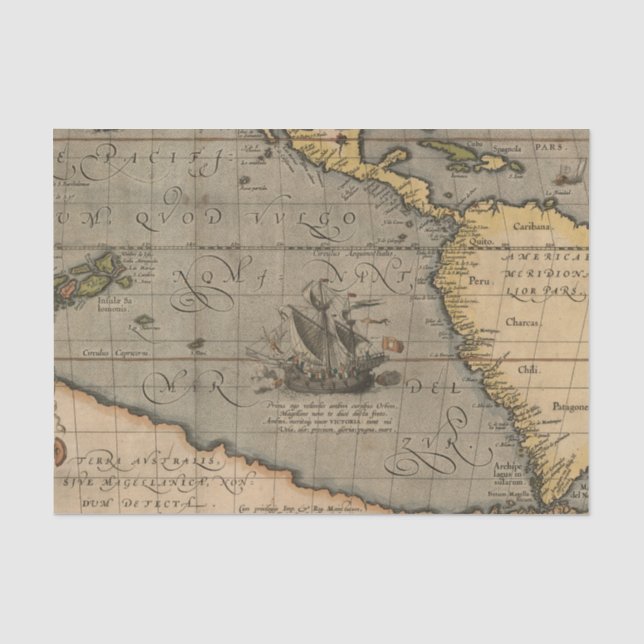 Papier Mousseline Papier de fond de la carte de l'ancien monde vinta (Recto)