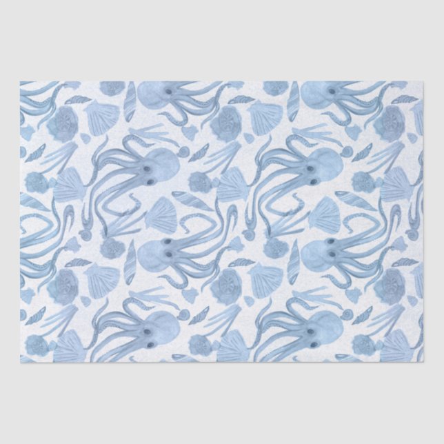 Papier Mousseline Papier de fond octo bleu profond (Recto)