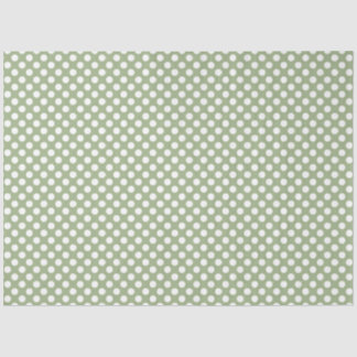 Papier Mousseline Papier de fond Sage Green et White Polka