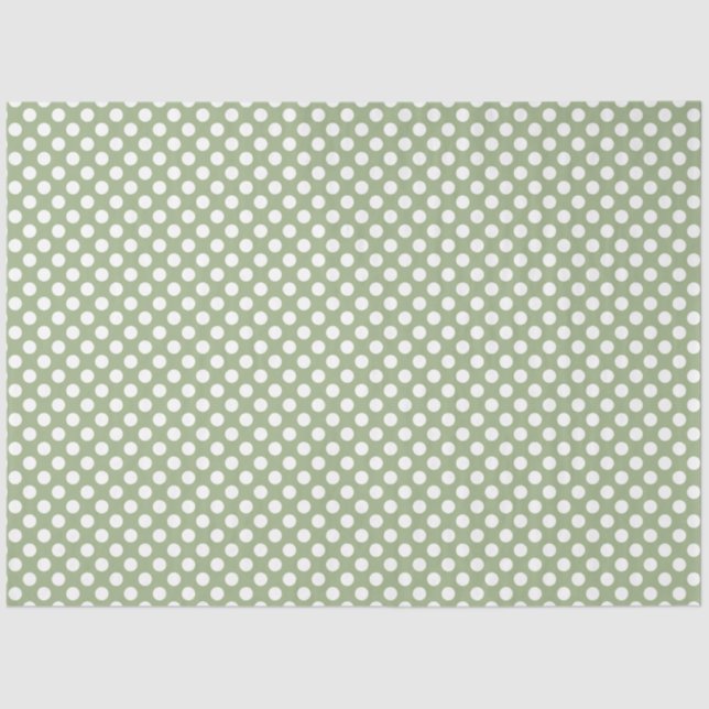 Papier Mousseline Papier de fond Sage Green et White Polka (Recto)