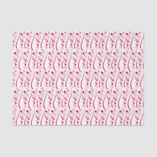 Papier Mousseline Papier de la Saint-Valentin Pink Red Hearts (Recto)