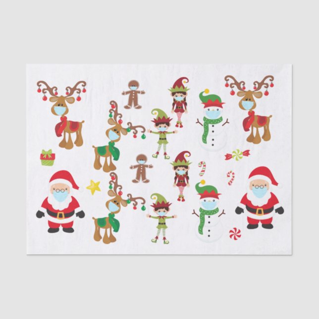 Papier Mousseline Papier de Noël 2020 Masque Visage Père Noël Reinde (Recto)