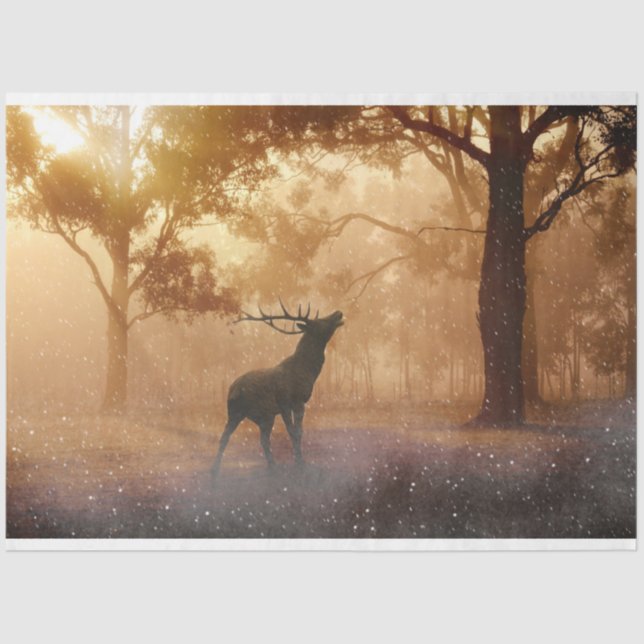 Papier Mousseline Papier de papier de découpage de cerfs forestiers (Recto)