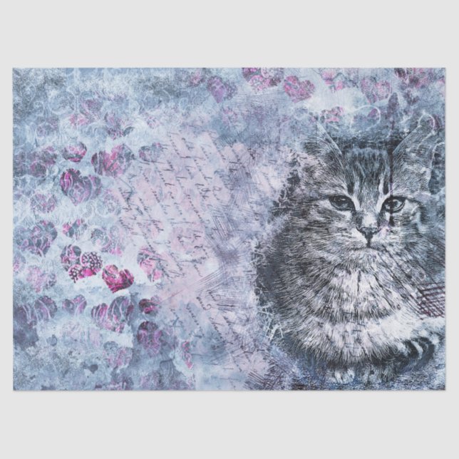 Papier Mousseline Papier de papier de découpage en chats bleu pourpr (Recto)