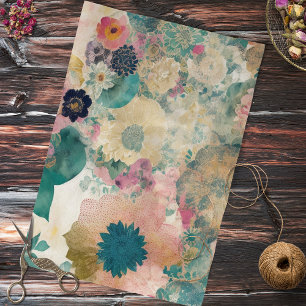 Papier Mousseline Papier de papier de fond de collage floral Abstrai