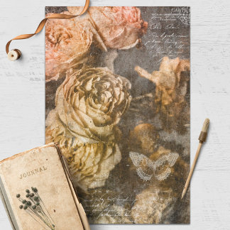 Papier Mousseline Papier de papier de fond floral vintage Grunge