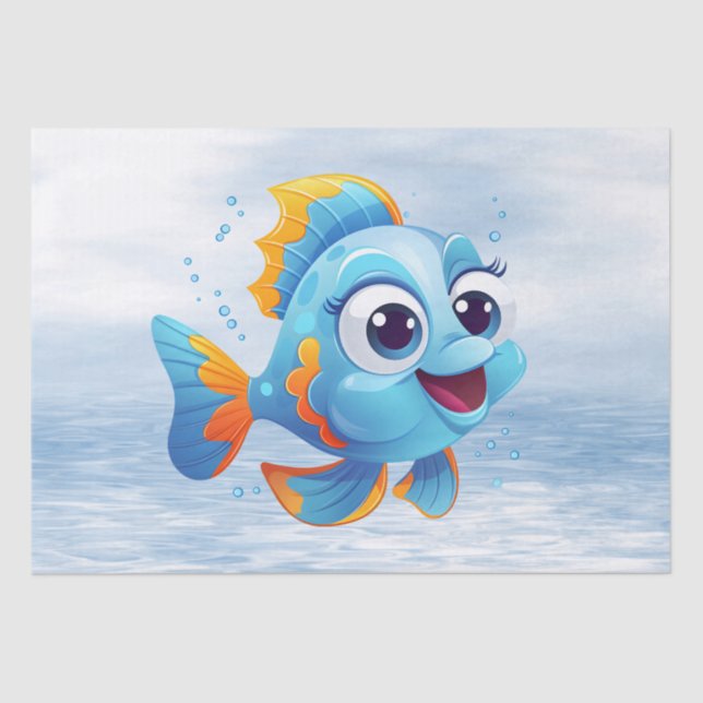 Papier Mousseline Papier de papier de poisson bleu (Recto)